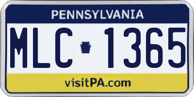 PA license plate MLC1365