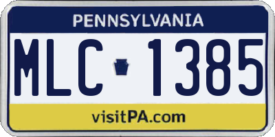 PA license plate MLC1385