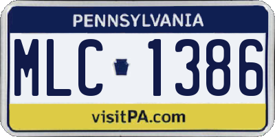 PA license plate MLC1386