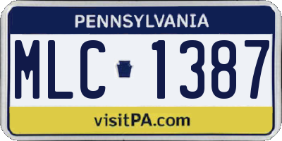 PA license plate MLC1387