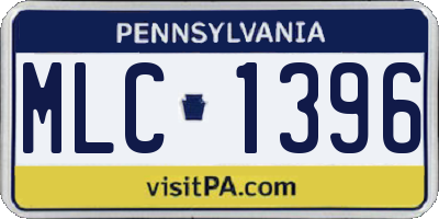 PA license plate MLC1396