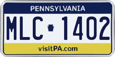 PA license plate MLC1402