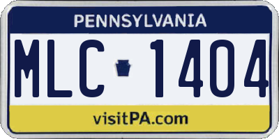 PA license plate MLC1404