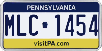 PA license plate MLC1454