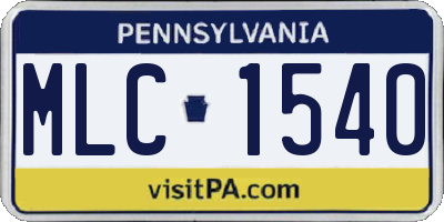 PA license plate MLC1540