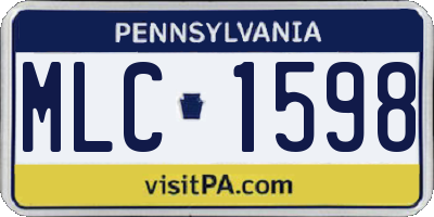 PA license plate MLC1598