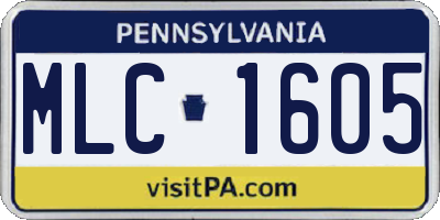 PA license plate MLC1605