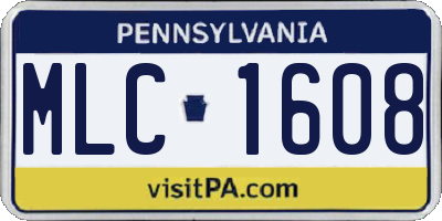 PA license plate MLC1608