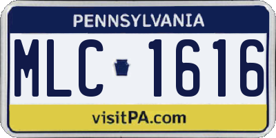 PA license plate MLC1616