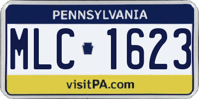PA license plate MLC1623