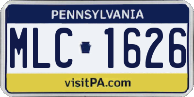 PA license plate MLC1626