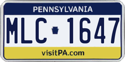 PA license plate MLC1647