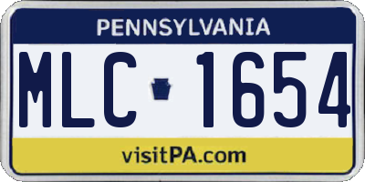 PA license plate MLC1654