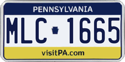 PA license plate MLC1665
