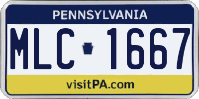 PA license plate MLC1667