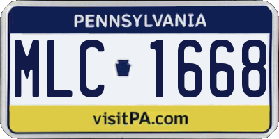 PA license plate MLC1668