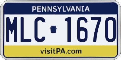 PA license plate MLC1670