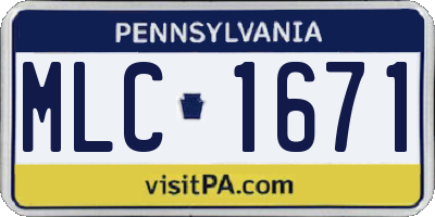 PA license plate MLC1671