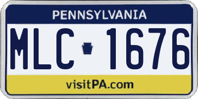 PA license plate MLC1676