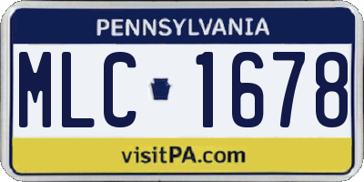 PA license plate MLC1678