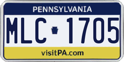 PA license plate MLC1705