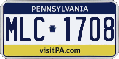 PA license plate MLC1708