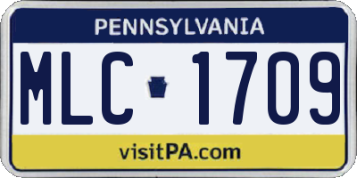 PA license plate MLC1709