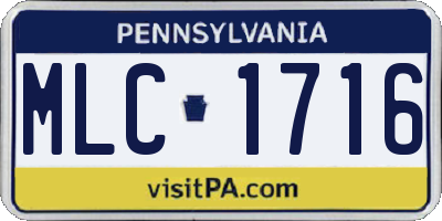 PA license plate MLC1716