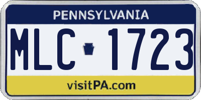 PA license plate MLC1723