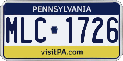PA license plate MLC1726