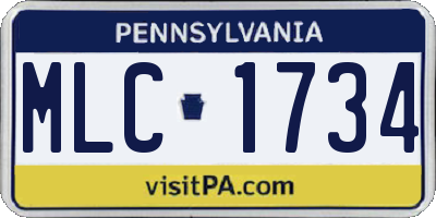 PA license plate MLC1734