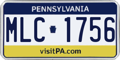 PA license plate MLC1756
