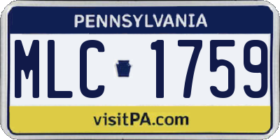 PA license plate MLC1759