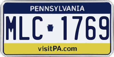 PA license plate MLC1769