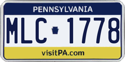 PA license plate MLC1778