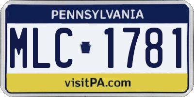 PA license plate MLC1781