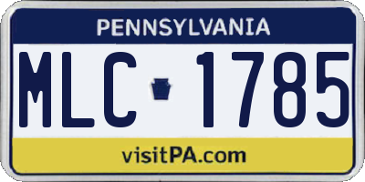 PA license plate MLC1785