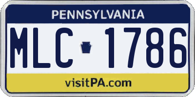 PA license plate MLC1786