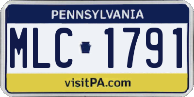 PA license plate MLC1791