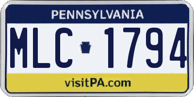 PA license plate MLC1794