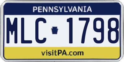 PA license plate MLC1798
