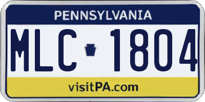PA license plate MLC1804