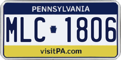 PA license plate MLC1806