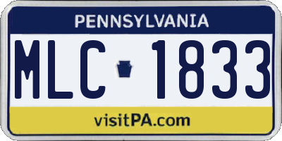 PA license plate MLC1833
