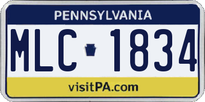 PA license plate MLC1834
