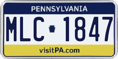PA license plate MLC1847