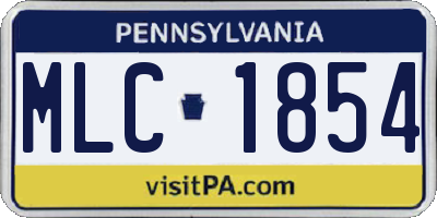 PA license plate MLC1854