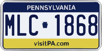 PA license plate MLC1868