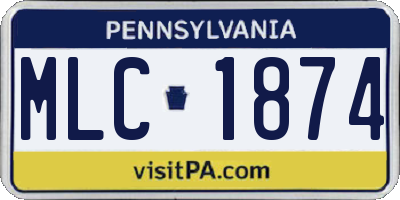 PA license plate MLC1874