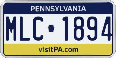 PA license plate MLC1894